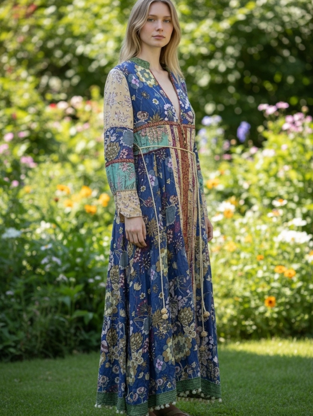J. Peterman Cotton Silk Boho Maxi Dress 18 - Picture 2 of 14